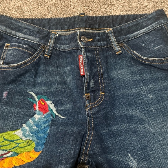 DSQUARED2 Women's Dark Blue Jeans with Colorful Embroidery - Picture 6 of 8